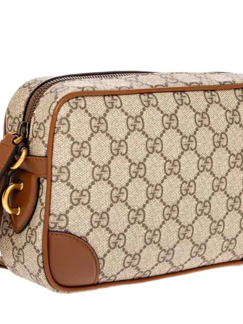 Gucci Beige GG Supreme Canvas Bag Brown Leather Trim - Picture 4 of 12